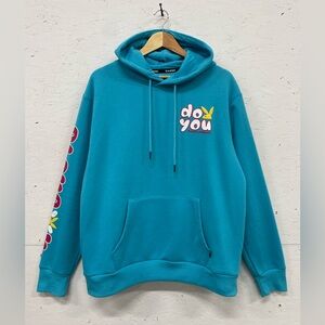 PlayBoy “Do You” Daisy Graphic Hoodie, Size M, Blue and Pink